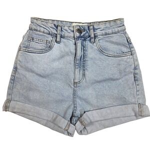 Cotton On High Rise Stretch Light Blue Cuffed Hem Denim Shorts Women's Size 4/24